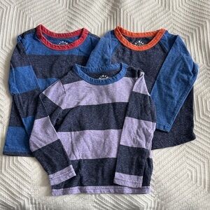 Primary Striped Kids Long Sleeve Shirts - Blue, Navy Purple.